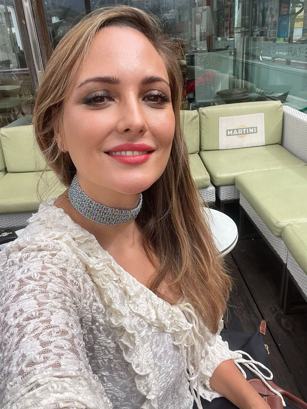 CHOKER CROCHET PLATA Y MORADO