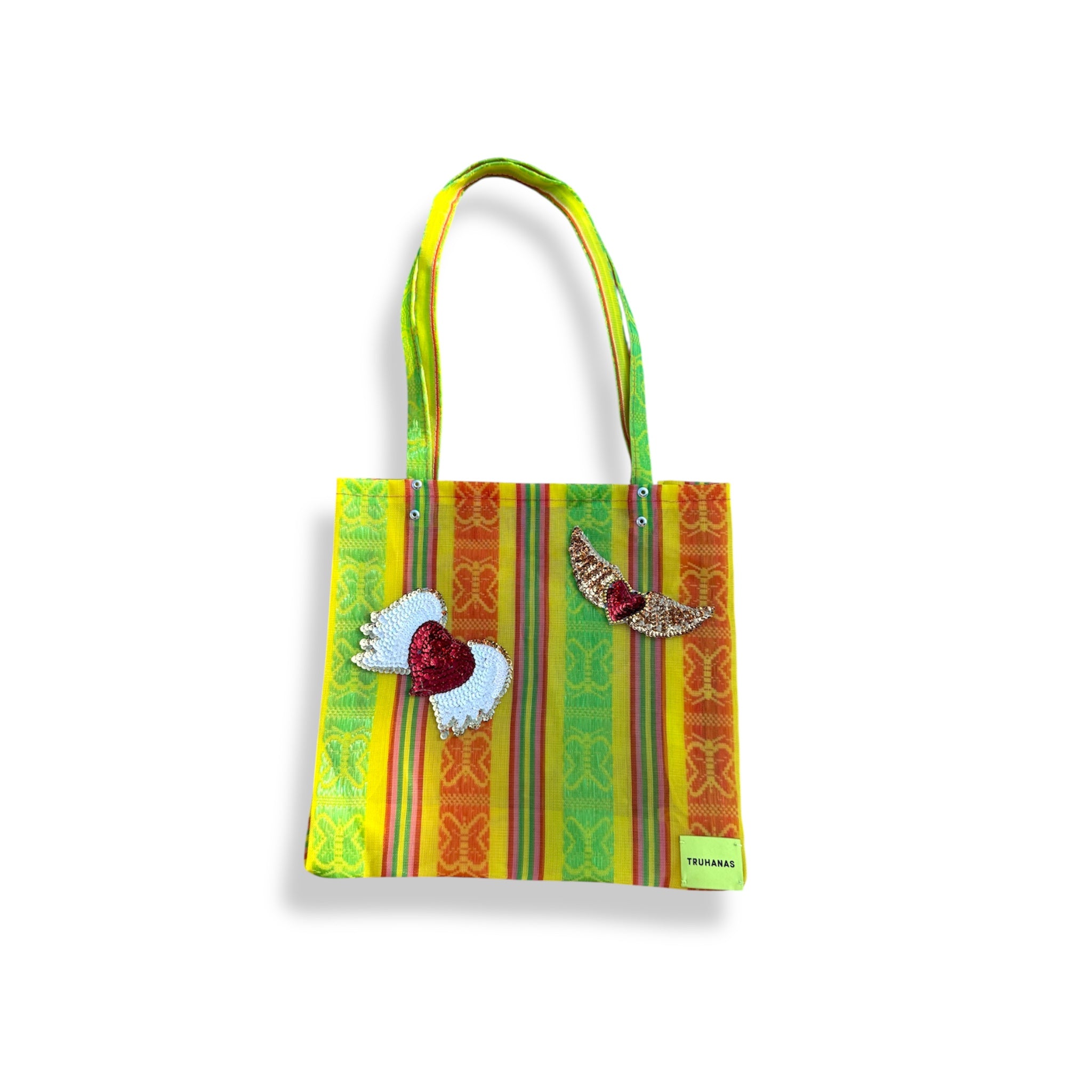 BOLSA TOTE MEDIANA CORAZÓNES RAYAS