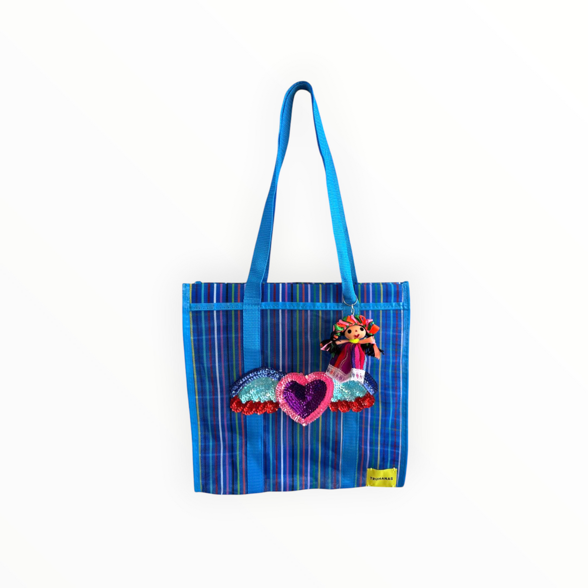 BOLSA TOTE MEDIANA AZUL RAYAS CORAZÓN