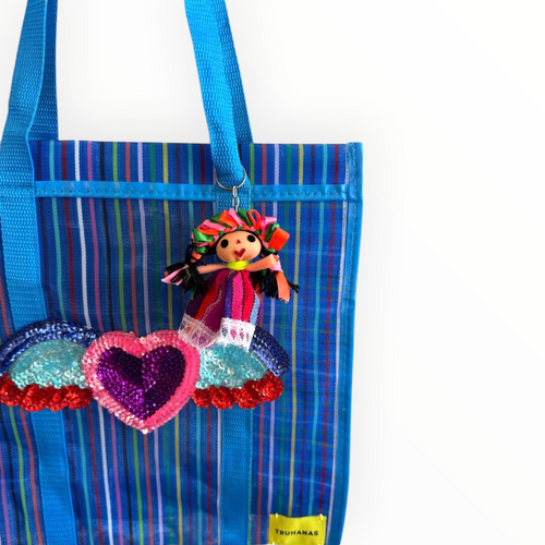 BOLSA TOTE MEDIANA AZUL RAYAS CORAZÓN