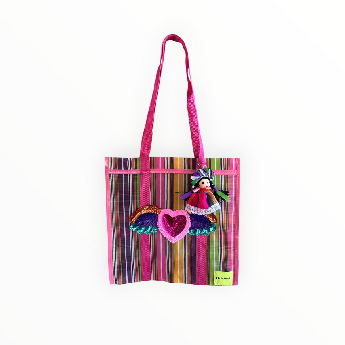 BOLSA TOTE MEDIANA ROSA RAYAS CORAZÓN