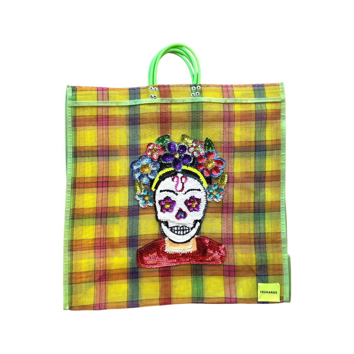 BOLSA TOTE GRANDE CUADROS AMARILLO CALAVERA