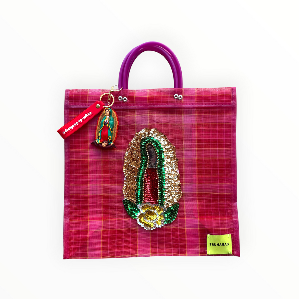BOLSA TOTE MEDIANA FUCSIA CUADROS VIRGEN
