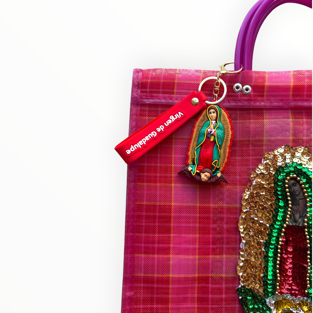 BOLSA TOTE MEDIANA FUCSIA CUADROS VIRGEN