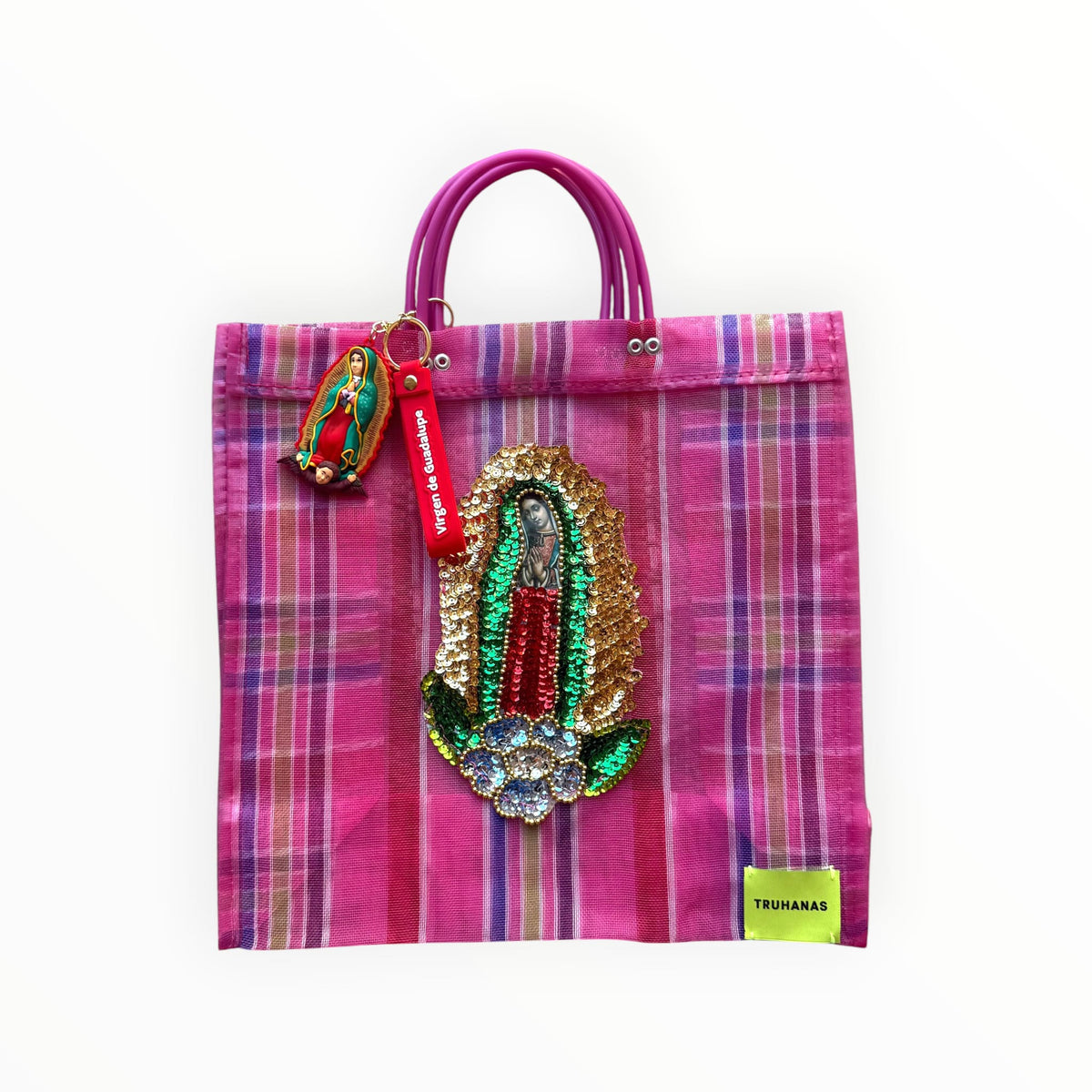 BOLSA TOTE MEDIANA CUADROS ROSA VIRGEN