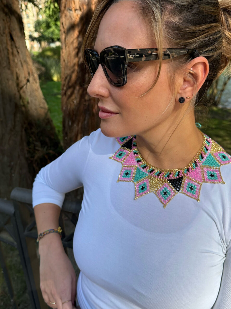 COLLAR MEXICANO ÉTNICO ROSA