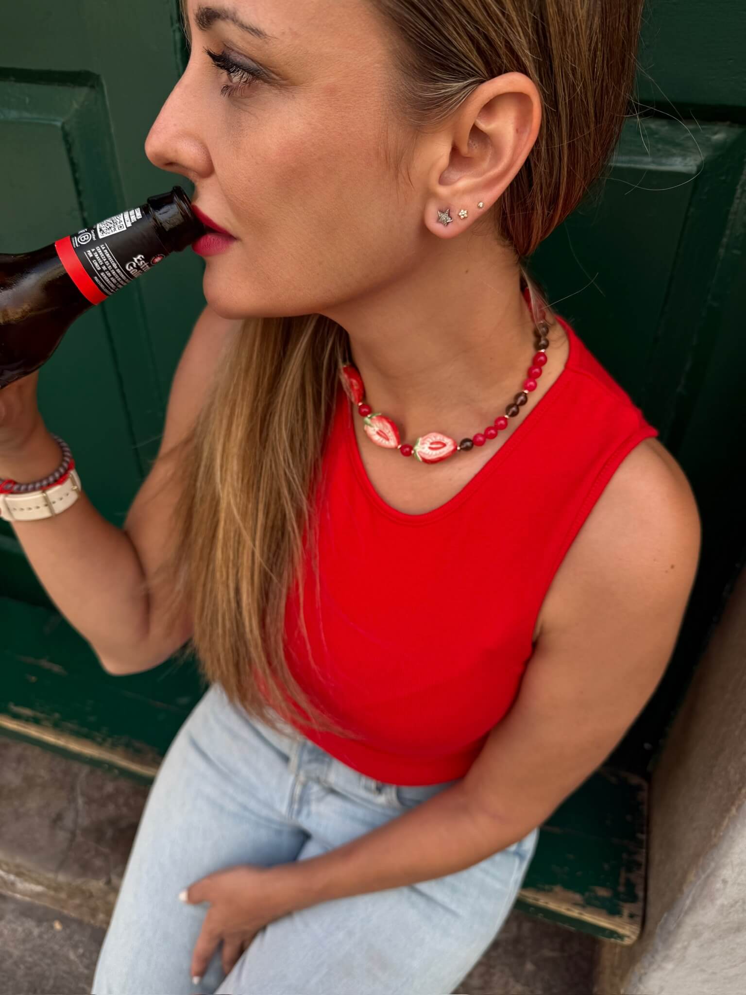Collar fresas ceramica