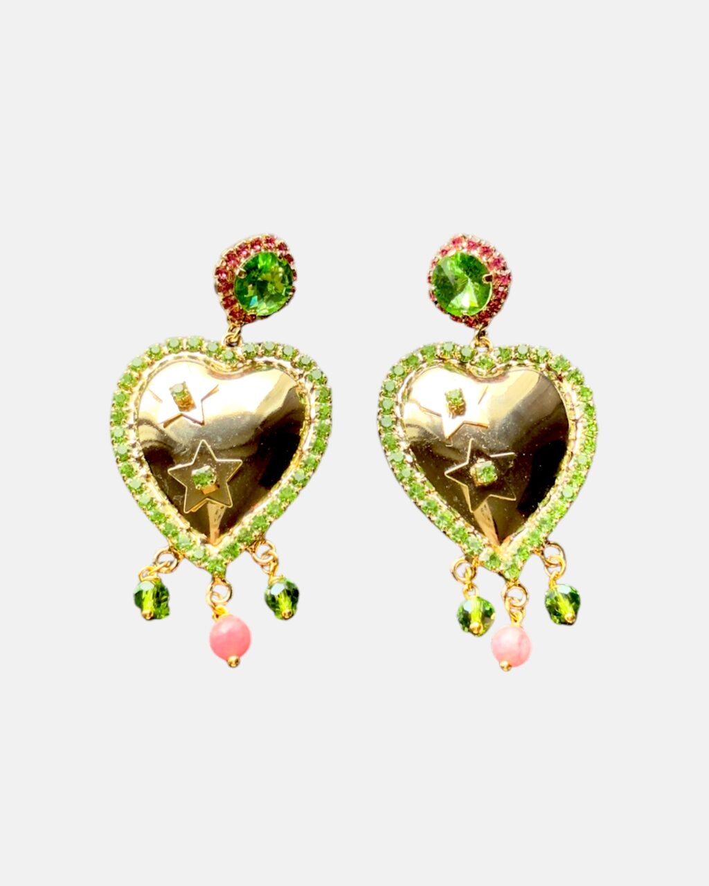 PENDIENTES CUORE DI CRISTALLO VERDE