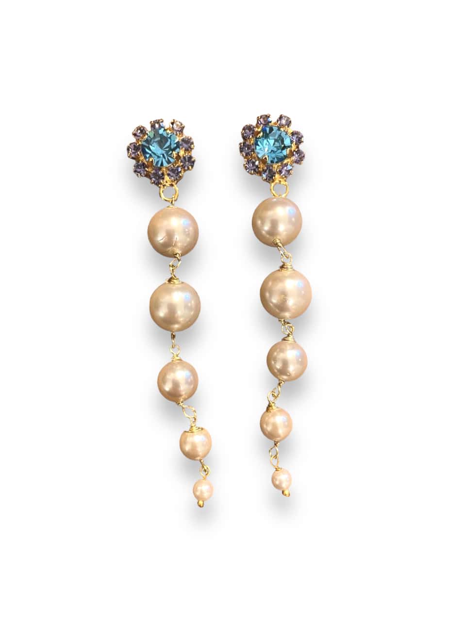 PENDIENTES PERLAS CASCADA TURQUESA